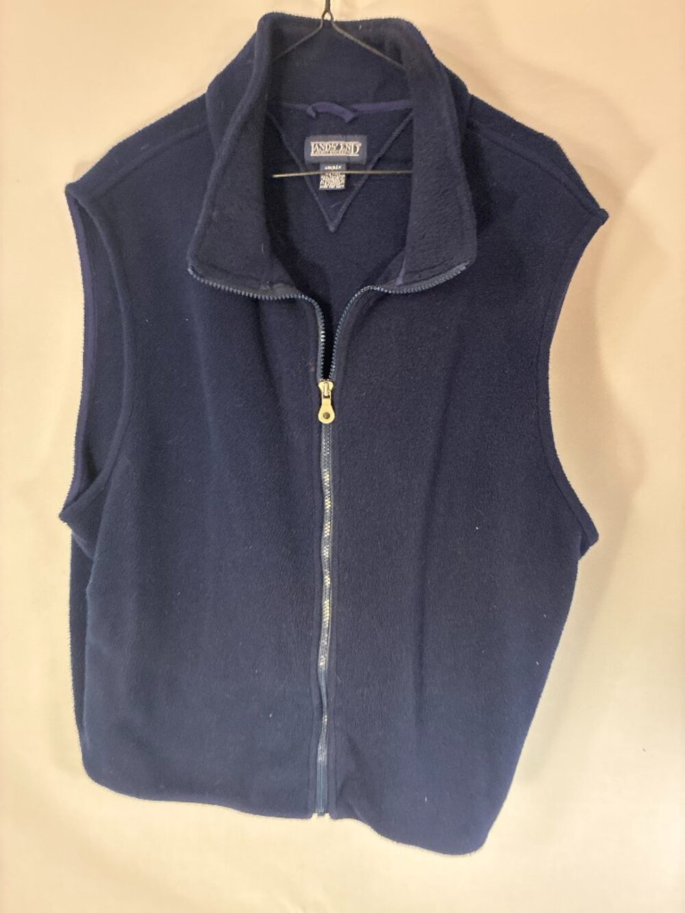 Vintage 90s Lands' End Direct‎ Merchants Unisex Full Zip Fleece Vest Navy Blue L
